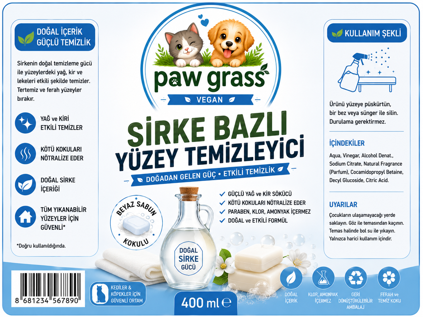 Beyaz Sabun Aromalı Yüzey Temizleyici